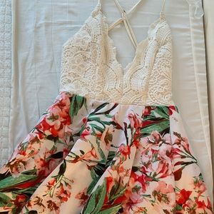 Cute backless floral romper